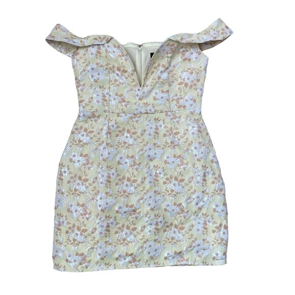 Lulus Favorite Song Yellow Floral Off-the-Shoulder Mini Dress Size Small - Picture 3 of 7